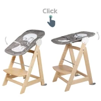 ROBA Chaise Haute Évolutive Born Up 2 en 1 + Transat Inclinable - Sternenzauber - Des la Naissance - Bois Naturel(m-5)