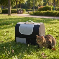 PawHut Caixa sanitária portátil para viagens com zíper & tampa, caixa sanitária dobrável para viagem, para uso interno & externo, Preto(m-6)