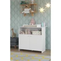 Chambre bébé Duo : Lit 70 x 140 cm + Commode a langer NIKO - Blanc - TREND TEAM(m-3)