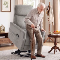 HOMCOM Fauteuil Relax Reclinable Électrique Releve-personnes avec 2 Points de Massage Assise à Ressorts Repose-pieds Chenille Gris(m-5)