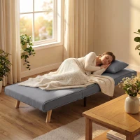 HOMCOM Poltrona 3 em 1, poltrona dobrável com função de cama, encosto Click-Clack ajustável, Cinza(m-5)