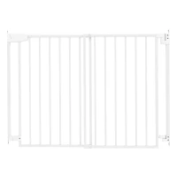 PawHut Barrière de Sécurité Extensible pour Chiens 72-108.5x76cm, Fermeture Automatique, Ouverture d'une Main, Blanc(m-1)