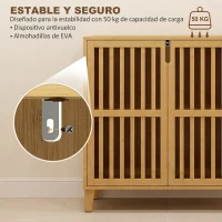 HOMCOM Armario de Baño de Bambú Mueble Auxiliar de Baño con 2 Puertas Ventiladas y Estante Ajustable 72x35x78,8 cm Natural(m-7)