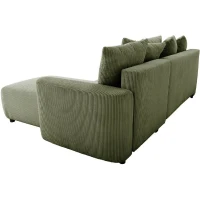 Canapé d'angle convertible réversible - 3 a 4 places - PHARELL 2 - velours côtelé - kaki - coffre de rangement - L233 x P159 x H89 c(m-5)