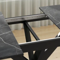 HOMCOM Mesa de Jantar Extensível para 4 a 8 Pessoas, 120-160 cm, Tampo com Efeito Mármore, Pés Cruzados em Aço, Preto(m-6)