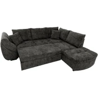Canapé d'angle convertible réversible - 4 a 5 places - CALVIN - Tissu chenille Noir - Coffre - 257 x 214 x 88 cm(m-5)