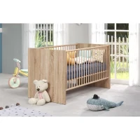 Chambre bébé duo NIKO - Lit 70x140 cm + Commode a langer 2 portes - Décor chene naturel - TRENDTEAM(m-4)