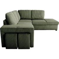 Canapé d'angle convertible réversible - 4/5 places - MITCHELL - Tissu velours côtelé Kaki - Coffre, Poufs - 247 x 205 x 91 cm(m-6)