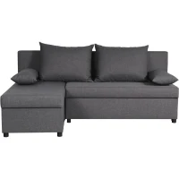 Canapé d'angle réversible – Tissu Gris – L 192 x P 143 x H 79 cm – JOSS - Fabriqué en Ukraine(m-1)