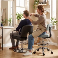 HOMCOM Silla Giratoria de Altura Ajustable con Reposapiés, en Acero, Piel Sintética y Espuma, 52x52x78-92 cm, Gris Claro(m-4)