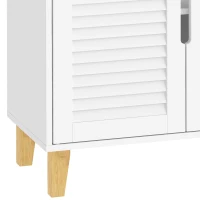 HOMCOM Mueble Bajo Lavabo con 2 Puertas de Lamas Estante Ajustable y Patas de Bambú 60x30x60 cm Blanco(m-13)