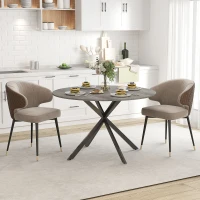 HOMCOM Runder Esstisch für 4 Personen, 120 cm, Industrie-Style, Holzoptik-Tischplatte, gekreuztes Stahlgestell, Grau(m-6)