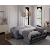 Canapé convertible express 3 places SKY - Tissu Gris - matelas 14cm - 192 x 100 x 88 cm(m-4)