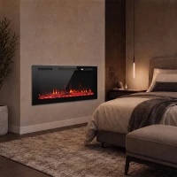 HOMCOM Șemineu electric cu efect de flacără și montare pe perete cu telecomandă(m-5)