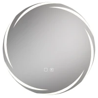 HOMCOM Oglindă de baie rotundă Ø60 cm cu LED, iluminare frontală & de fundal, anti-aburire, difuzor Bluetooth, reglabilă(m-1)