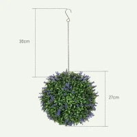 HOMCOM Juego de 2 bolas de topiario artificial, plantas decorativas resistentes a los rayos UV, Ø 27 cm, violeta y verde(m-3)