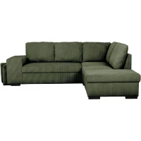 Canapé d'angle convertible réversible - 4/5 places - MITCHELL - Tissu velours côtelé Kaki - Coffre, Poufs - 247 x 205 x 91 cm(m-5)