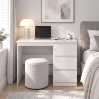 HOMCOM Bureau informatique avec 3 tiroirs, bureau PC moderne 100 x 50 x 75 cm, Blanc(m-4)