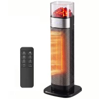 HOMCOM Calefactor cerámico 2000W termostato calefacción eléctrica control remoto negro(m-7)