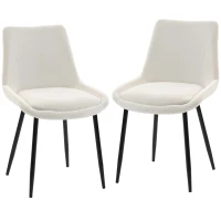 HOMCOM Conjunto 2 Cadeiras de Jantar em Veludo para Cozinha, Branco Creme(m-1)