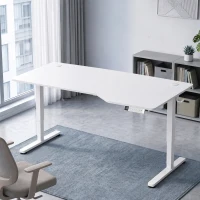 HOMCOM Secretária Elétrica Sentar e Levantar 140 x 80 cm, Secretária de Canto com Ecrã LCD, Altura Ajustável, 3 Memórias, Branco(m-2)