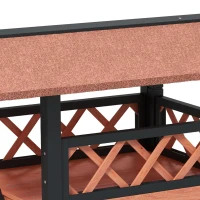 PawHut Cabana para Gato Exterior com Terraço, Escada, Telhado, Casota Villa, 77 x 50 x 73 cm Castanho e Vermelho(m-8)
