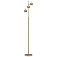 HOMCOM Luminária de pé ajustável 350° para sala de estar e escritório, candeeiro com 3 cúpulas em aço, Dourado(m-7)