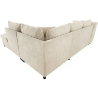 Canapé d'angle convertible réversible - 4 a 5 places - CALVIN - Tissu chenille Perle - Coffre - 257 x 214 x 88 cm(m-6)