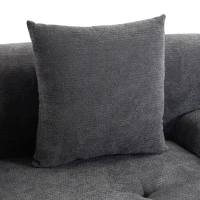 HOMCOM Sofá Esquinero Modular 3 Plazas con Puf de Chenilla, Sofá Comprimido 300 cm con Asiento Profundo, 3 Cojines, Gris(m-6)
