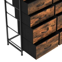 HOMCOM Cómoda 10 Cajones de Tela Plegables, Cómoda Dormitorio Adulto con Bolsillos Laterales y 2 Ganchos, Marrón Rústico(m-8)