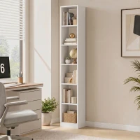 HOMCOM Estante Vertical de 6 Prateleiras para Sala Escritório Quarto, 29.5x23.5x184 cm, Efeito Madeira Branca(m-2)