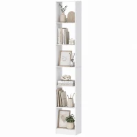 HOMCOM Estante Vertical de 6 Prateleiras para Sala Escritório Quarto, 29.5x23.5x184 cm, Efeito Madeira Branca(m-7)