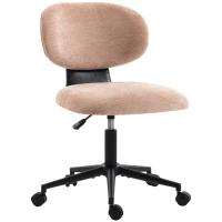 HOMCOM Chaise de bureau tapissée en chenille avec roulettes, dossier courbé, hauteur réglable, pivotante, rose(m-8)