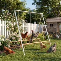 PawHut Estructura de juego para gallinas en acero y pino, parque para gallinas con perchas, 2 columpios para 4-6 gallinas(m-5)