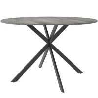 HOMCOM Runder Esstisch für 4 Personen, 120 cm, Industrie-Style, Holzoptik-Tischplatte, gekreuztes Stahlgestell, Grau(m-1)