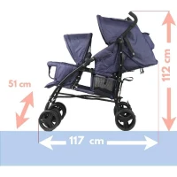 Poussette canne double BAMBISOL - 6-36 mois pour le siege avant (max 15 kg) et de 0-36 mois (max 15 kg) pour le siege arriere(m-6)