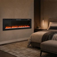 HOMCOM Lareira Elétrica Embutida, Parede e De Pé Slim 153 cm com Comando, 900/1800W, Timer, 35㎡,Preto(m-5)