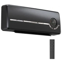 HOMCOM Încălzitor mural ceramic 1000/2000W, radiator electric, ventilator, termostat, minuterie, 50x18,6x12,9cm, negru(m-9)
