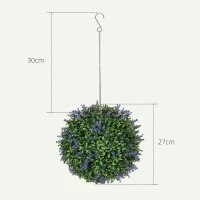 HOMCOM Set de 2 bile topiar artificiale, plante decorative false rezistente la UV, Ø 27 cm, violet și verde(m-3)