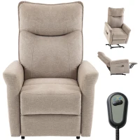 HOMCOM Fauteuil Relax Inclinable Électrique Releve‑personnes 155° de Chenille avec Télécommande Assise à Ressorts Repose‑pieds Marron(m-7)