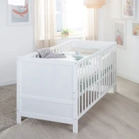 Lit bébé évolutif - 70 x 140 cm - EASY SLEEP - Blanc laqué(m-2)