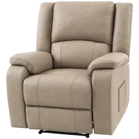 HOMCOM Fauteuil Relax Inclinable Manuel en PU avec Repose-pieds Assise Large Rembourrage Épais Inclinable jusqu'à 155° Kaki(m-8)