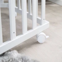 Parc hexagonal - ROBA - FOX & BUNNY - De la naissance jusqu'a 15 kg - Réglable - Roulettes - Blanc laqué(m-6)