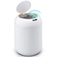 HOMCOM Poubelle de cuisine automatique 10 L Poubelle de cuisine Capteur infrarouge Fermeture douce Anti-traces Blanc(m-7)