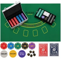 SPORTNOW Maleta de Poker 500 Fichas 5 Valores, 2 Baralhos, Tapete de Jogo, Botão Dealer, Blinds, Alu, 31x17x11,5cm, Prateado(m-11)
