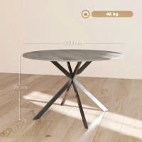 HOMCOM Runder Esstisch für 4 Personen, 120 cm, Industrie-Style, Holzoptik-Tischplatte, gekreuztes Stahlgestell, Grau(m-3)