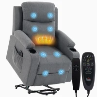 HOMCOM Fauteuil relax électrique releveur avec fonction inclinable et allonge Fauteuil massant avec télécommande Gris foncé(m-7)