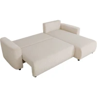 Canapé d'angle convertible réversible - 3 a 4 places - PHARELL 2 - velours côtelé - perle - coffre de rangement - L233 x P159 x H89(m-6)