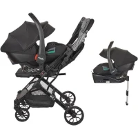 NANIA - Poussette combinée 2-en-1 avec siege auto Rimini + base isofix - MYLA - 4 roues - Noir(m-1)