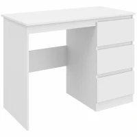 HOMCOM Schreibtisch Computertisch mit 3 Schubladen Marmoroptik für Büro Arbeitszimmer 100x50x75 cm Weiß(m-1)